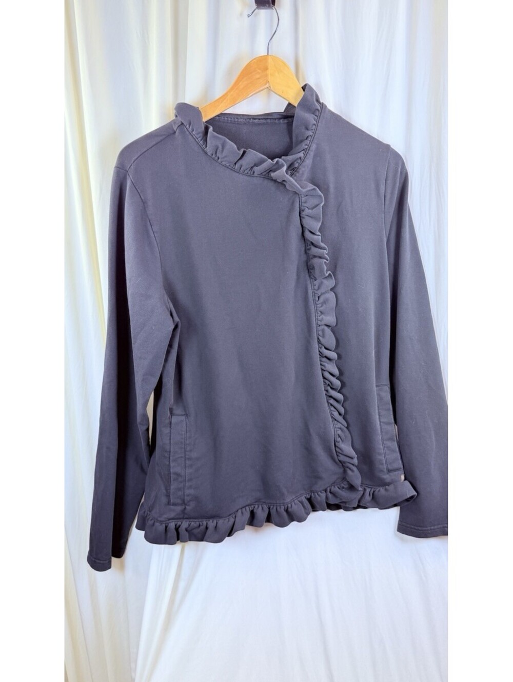 Matilda Jane Ruffle Jacket Black Snap Front Cotton Blend Women's XL